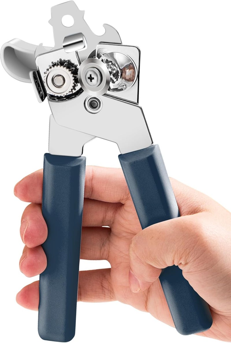 COKORA Can Opener Manual, Can Openers Hand Held with Comfort Anti-Slip Handles, Heavy Duty Stainless Steel Can Opener Smooth Edge and Bottle Openers, Easy Turn Can Openers for Seniors, Kitchen, Blue - Image 1